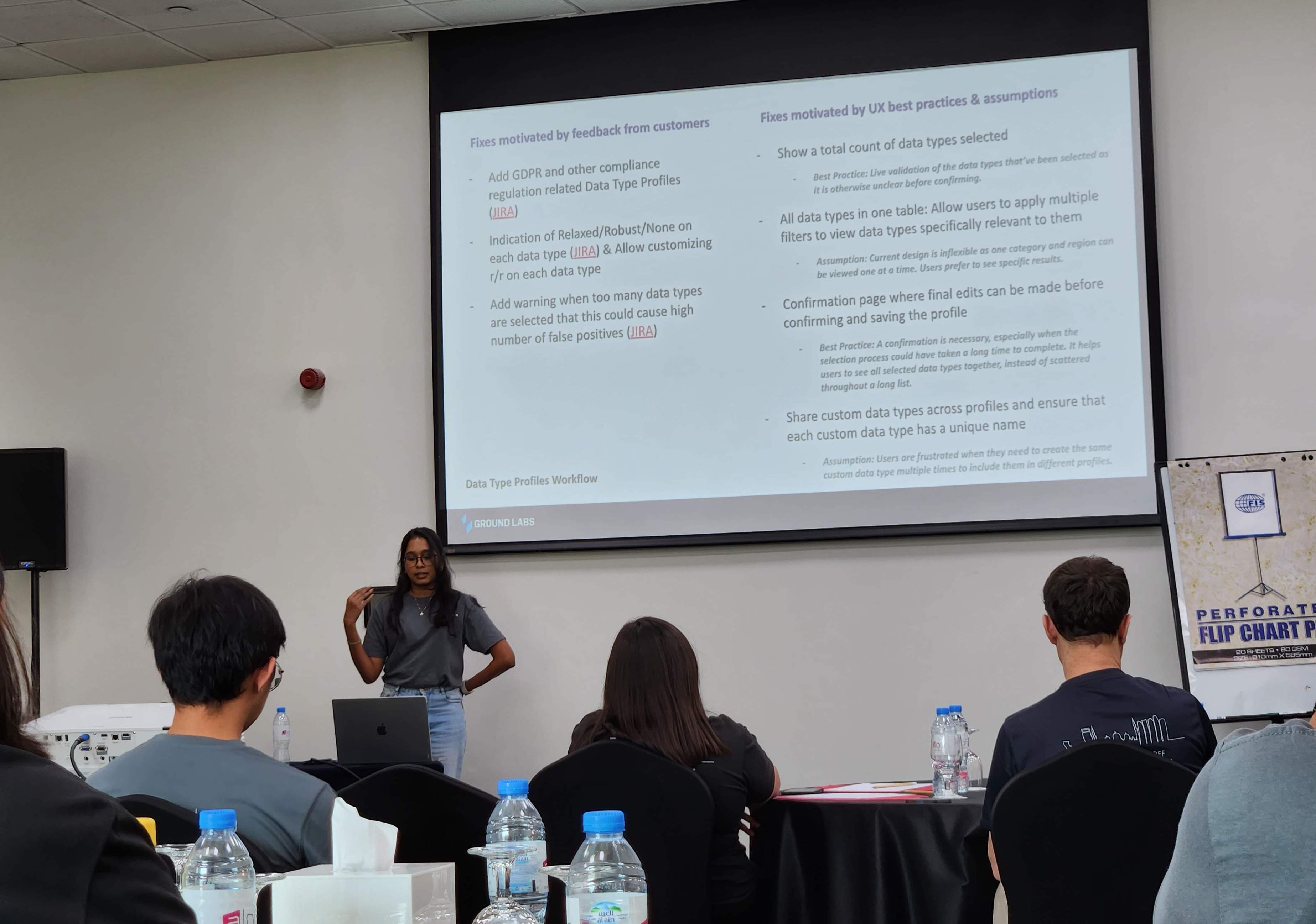 Presenting UX goals at company offsite, Abu Dhabi