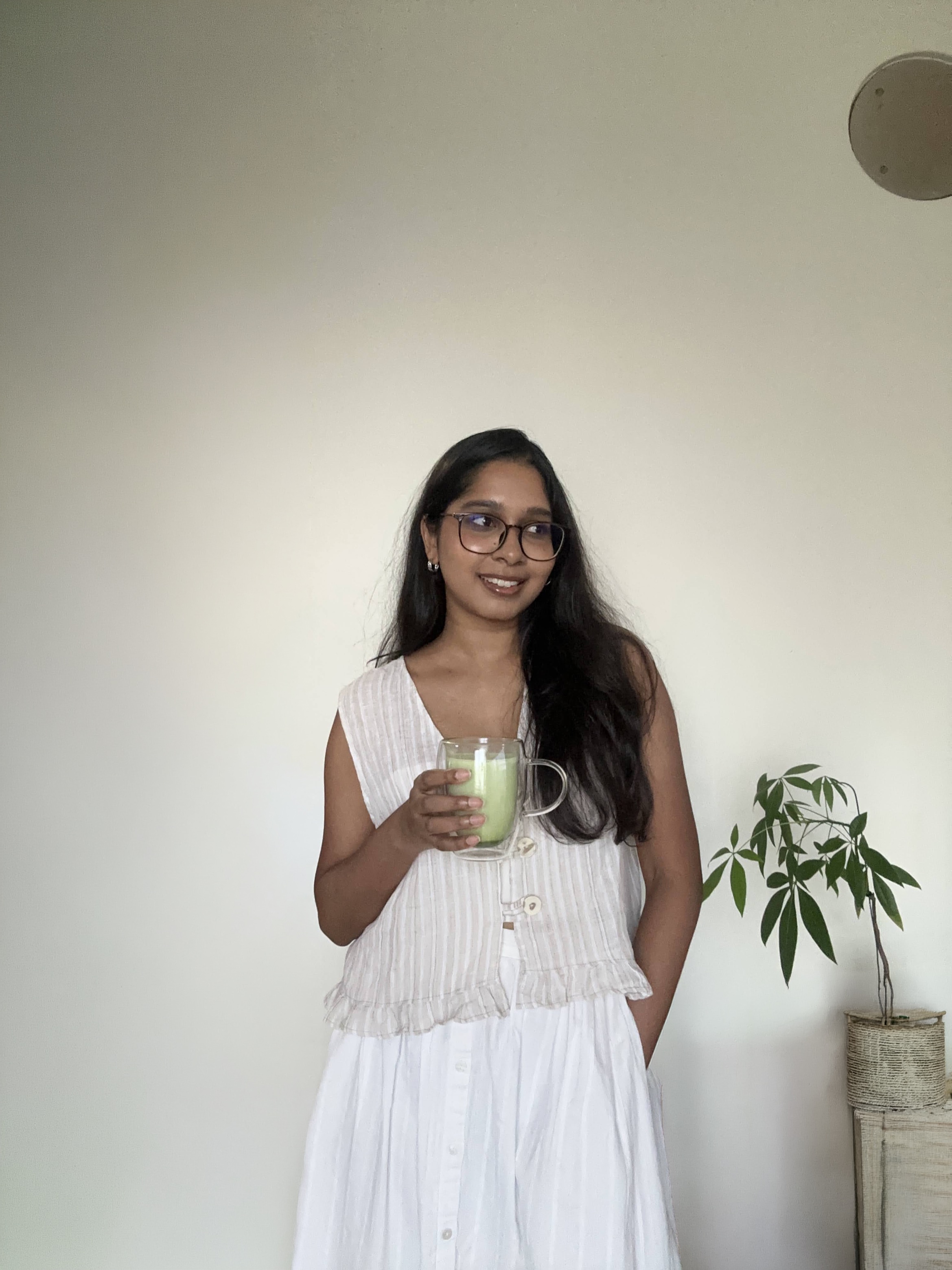 Veneetha with a matcha