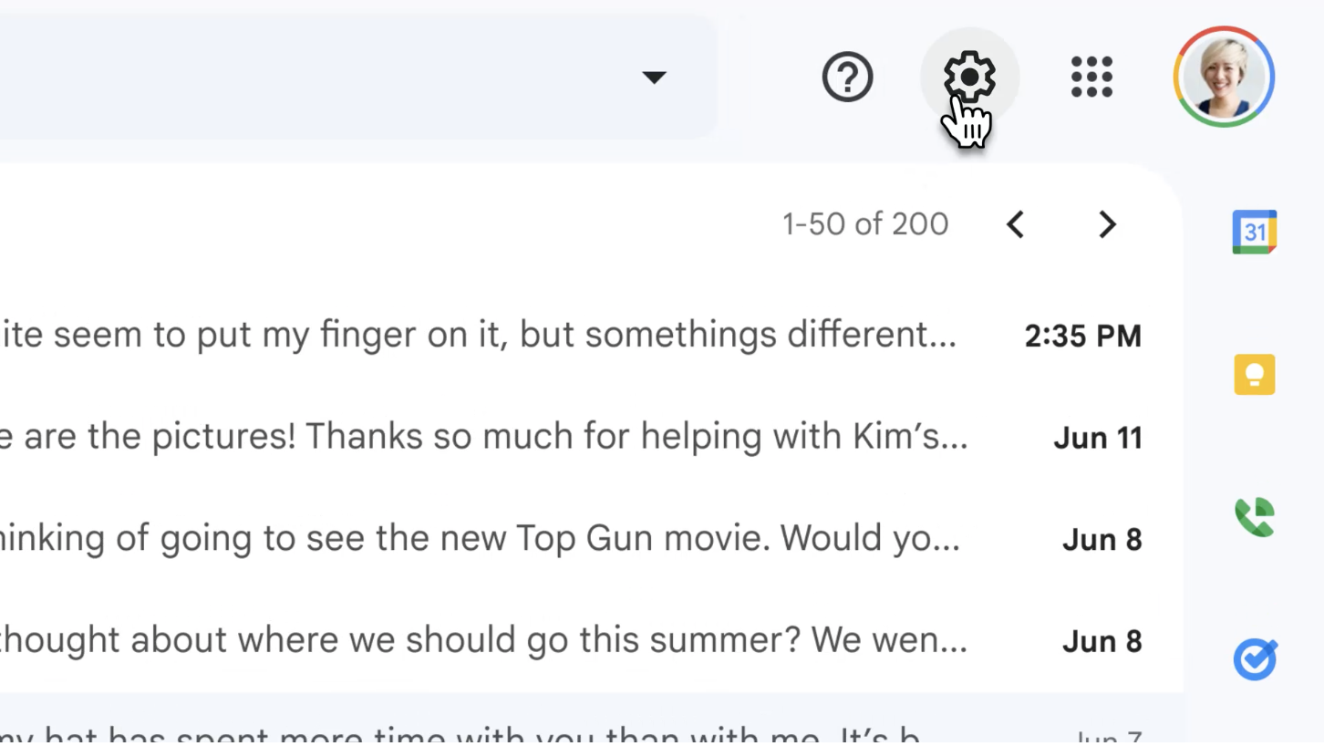 Gmail's total count of e-mails in an inbox